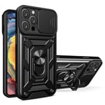 Camera Protection Case with Ring Holder for iPhone 14 Pro Max deksel - Svart