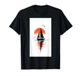 Sailboat Minimalism Horizon Line Sailing Nautical T-Shirt