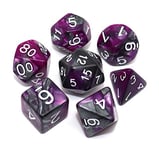 CREEBUY DND Polyhedral Dice for Dungeon and Dragons D&D RPG Role Playing Games 7-Die Set (Purple Mix Silver)