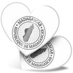 2 x Heart Stickers 15 cm - BW - Republic De Madagascar Travel Map #40002