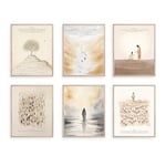 TwoDays Christian Minimalist Wall Art, Boho Bible Story Room Decor Aesthetic, Scripture Classroom Posters, Jesus Artwork Prints for Home. (8" X 10", Set of 6, UNFRAMED)