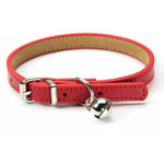 Serbia - Collier en cuir pour chats et chiots, réglable 20cm-27cm cm-rouge