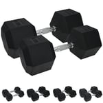 Urban Fitness PRO Hex Dumbbell - Rubber Coated (Pair), Black, 35kg