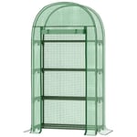 Outsunny Serre de Jardin Serre de Balcon résistante aux UV avec Porte Enroulable 4 étagères métalliques Couverture en PE 80 x 49 x 160 cm Vert