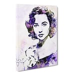 Elizabeth Taylor In Abstract Modern Art Canvas Wall Art Print Ready to Hang, Framed Picture for Living Room Bedroom Home Office Décor, 20x14 Inch (50x35 cm)