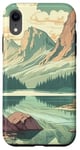 Coque pour iPhone XR Rocky Mountain Lake Vintage Paysage graphique