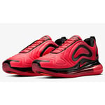 NIKE AIR MAX 720 UNISEX TRAINERS, UK9, BRIGHT CRIMSON RED/BLACK, AO2924 600