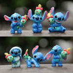 1 Set 6 Disney Stitch Loves Doll Scrump Figures Figurines Cup Cake Ornament Toy