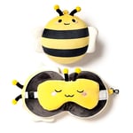 Relaxeazzz Coussin de Voyage avec Masque Abeille - Animaux Doux