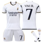 Real Madrid Fotbollströja Nr. 7 Vinicius Jersey Set 2023-2024 - Tröja med strumpor 10-11Years