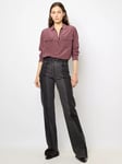 Gerard Darel Bernadette Check Silk Shirt, Bordeaux/Multi