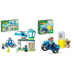 LEGO DUPLO Rescue Police Station & Helicopter, Push & Go Car Toy with Lights and Siren & 10967 DUPLO Town Rescue Police Motorcycle Toy for Toddlers, Boys & Girls 2 Plus Years Old