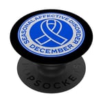 Seasonal Affective Disorder Awareness December Blue Ribbon PopSockets Adhesive PopGrip