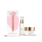 Eclat Skin London Unisex Rose Quartz Face Massager + Hyaluronic Acid Cream 50ml+ HA Serum 60ml - One Size