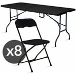 Ensemble table et chaises pliantes noir