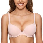 DOBREVA Femme Soutien Gorge Invisible Push Up Rembourré avec Armature Rose Nue 95D