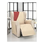 ECOMMERC3 Housse de Fauteuil 1 Place Relax Confort Maximum et Ajustement Complet - Housse pour Fauteuil 1 Place et Fauteuil Relax Couleur Beige/Rouge