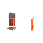 Lifesystems Stormproof, Waterproof And Windproof Matches, Pack Of 25 In Sealed Waterproof Container & Echo Whistle With Lanyard For The Outdoors, Camping And Walking