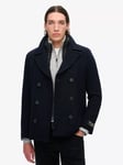 Superdry 2 In 1 Wool Blend Pea Coat, Eclipse Navy