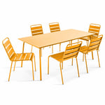 Ensemble table de jardin et 6 chaises en métal jaune - Palavas - Jaune