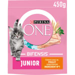 PURINA ONE Bifensis Junior | Croquettes Au Poulet pour Chaton | Sac de 450g | Lot de 10