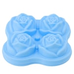 (Sky Blue L)Rose Ice Cube Tray Novel Silicone 4 Grids 4 Holes Cocktail Ice SG