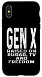 Coque pour iPhone X/XS Gen X Raised On Sugar TV and Freedom Humour Dicton drôle