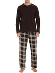 Vlazom Pyjama Homme Hiver Ensembles de Pyjama Chauds Pyjama Polaire Homme Manche Longue Ensemble de Literie Deux,S,A-green Plaid et Brown