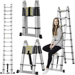 Échelle Télescopique 5M Portable DAYPLUS Pliante Échelle Escabeau En Aluminium 16 Echelons Charge max 150 kg