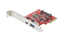 StarTech.com 2 portar 10 Gbit/s USB-A &amp; USB-C PCIe-kort - USB 3.1 Gen 2 PCI Express Type C/A-kortadapter för värdkontroller - USB 3.2 Gen 2x1 PCIe Expansion-tilläggskort - Windows, macOS, Linux - USB-adapter - PCIe 3.0 x4 - USB-C 3.1 x 1 + USB 3.1 Gen