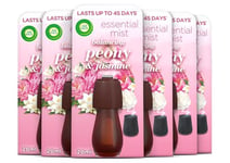 Air Wick Essential Mist Refills, Peony and Jasmine, Pack 6 x 20ml, Natural Essential Oils, Last up to 270 days, Air freshener