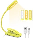 TEAMPD Lampe de Lecture, 10 LEDs Liseuse Lampe Clip USB Rechargeable, 360°Cou Flexible, Gradation Progressive & 3 Température de Couleur, Lumière Livre pour Lire au Lit,Enfant,Kindle,Voyage,jaune