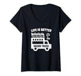 Womens Life is Better at the Bacon Truck Funny Bacon V-Neck T-Shirt