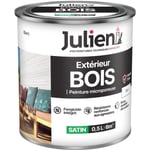 Julien - Peinture Bois Microporeux Extérieur Satin - Portes, fenêtres, portails, mobilier de jardin - Blanc 0,5 l