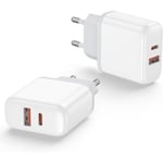 2 kappaleen pikalaturiadapteri, 20 W:n kaksoisporttinen USB-C-pikalaturi PD 3.0 -pistokeadapteri yhteensopiva iPhone 15 14 13 12 11 X Pro Max -lait...