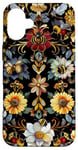 Coque pour iPhone 16 Plus Beau motif abeilles et fleurs noires