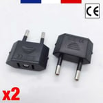 LOT DE 2 x ADAPTATEUR PRISE SECTEUR USA JAPON CHINE VERS FRANCE FR EUROPE EU (NORME CE)