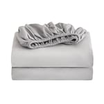 Sonive Drap Housse 180X200 cm 100% Coton Uni, Gris Clair, Coupes de 30 cm pour Matelas épais