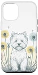 Coque pour iPhone 13 West Highland White Terrier Aquarelle Motif pissenlit