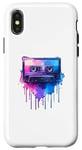 Coque pour iPhone X/XS Splash Art Lecteur de Cassette Musique Magnétophone