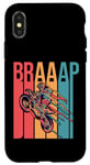 Coque pour iPhone X/XS Braaap Drapeau USA Moto Dirt Bike Racing Rider Retro