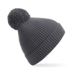 Beechfield Engineered knit ribbed pom pom beanie - Graphite Grey - One Size