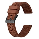 BISONSTRAP 20mm Bracelets de Montre pour Hommes, Bracelet en Caoutchouc Fluoré Haute Performance avec Dégagement Rapide (Marron Chocolat, Boucle Noire)