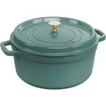 3272340057694 Staub Round Cast Iron Pot - 5.2 ltr, Eucalyptus STAUB