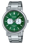 Casio MTP-E335D-3EV Stainless Steel Green Dial Day/Date Quartz Analog Mens Watch