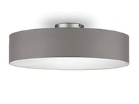 meineWunschleuchte Plafonnier intemporel avec abat-jour en tissu en brun-gris Ø 50cm - couverture satinée pour une ambiance lumineuse sans éblouissement, SP1002R50G, 50cm brun-gris