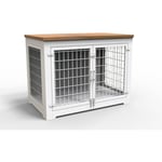 MaxxPet Cage pour chien en bois 106x60x77 cm - Caisse pour chien - Cage pour chien pour la maison - Niche pour chien - Blanc