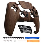 eXtremeRate LUNA Redesigned Wood Grain Front Shell Touchpad Compatible with ps5 Controller BDM-010 020 030 040 050, DIY Replacement Custom Touch Pad Cover Compatible with ps5 Controller