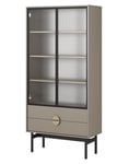 Selsey Vitrine, Engineered Wood, Gris Pierre, 85,5 cm Largeur