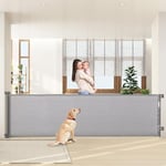 HollyHOME Retractable Stair Gate 300cm Extra Wide One-Hand Operation Baby Gate Safety Gate for Baby and Pets Indoor & Outdoor,Grey